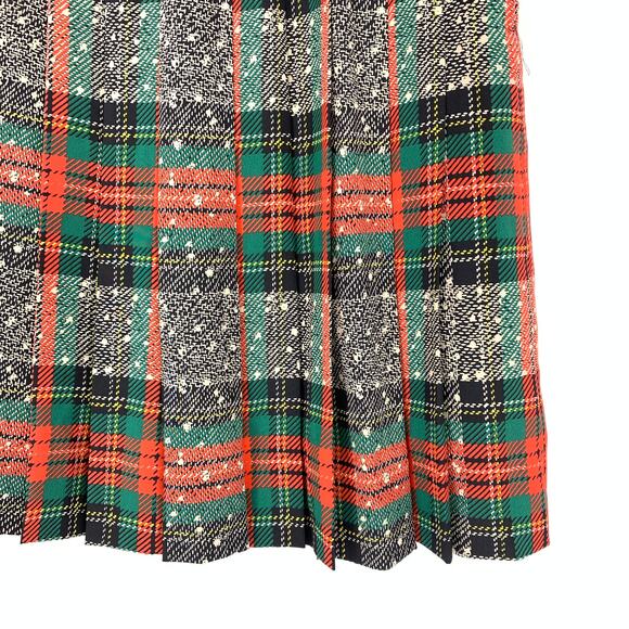 Vintage Tartan Plaid Skirt Womens Size 00 Pleated A-Line 24” Waist Holiday - Picture 4 of 4